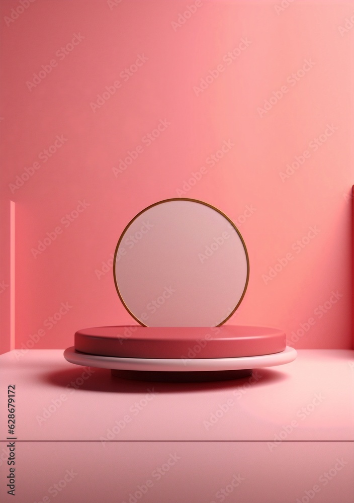 Poster Generative AI : Beautiful versatile backdrop for product design and presentation with a pink wall and smooth floor