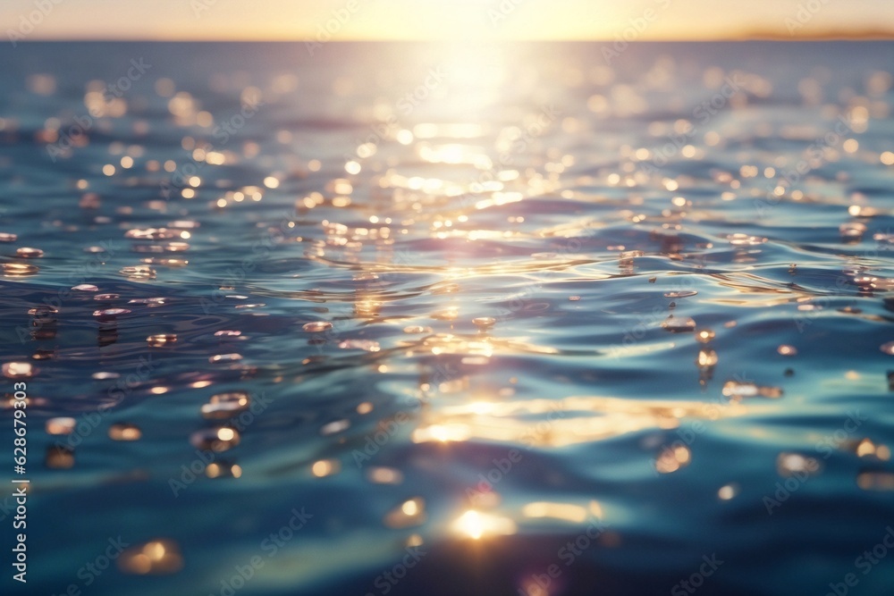 Poster generative ai : background of the transparent sea water sparkles in the sunlight shining fresh blue 