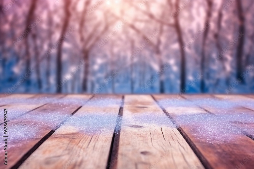 Poster generative ai : beautiful natural winter defocused blurry background image with forest snowdrifts an