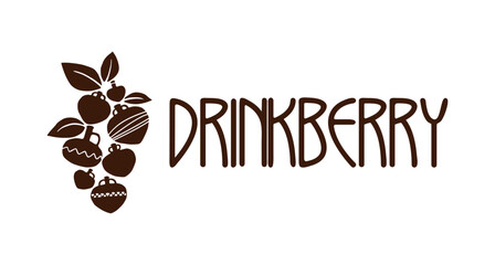 Wineshop logotype template with bunch of ripe bottles