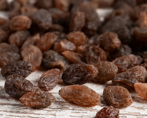 Dried grapes. Raisin. Macro. Texture.
