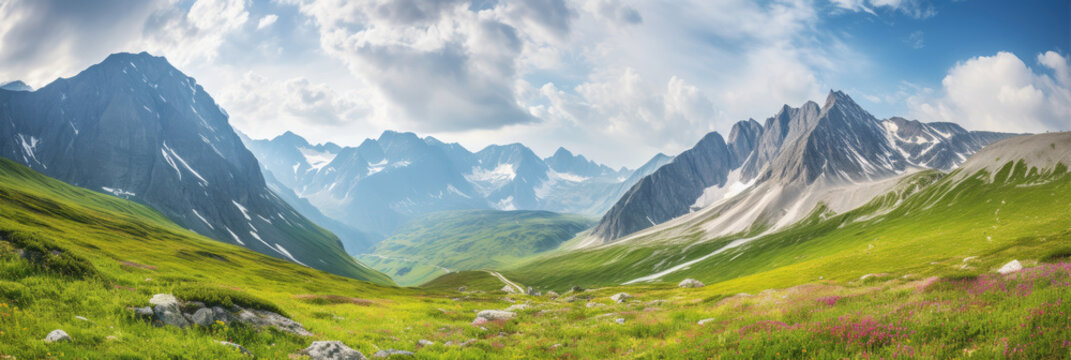 Beautiful mountain landscape. Generative AI