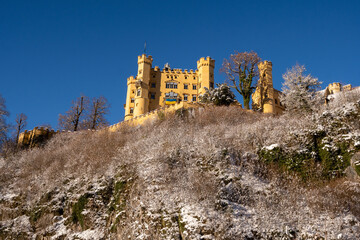 Hohenschwangau Castle at wintertime, Fussen, Bavaria, Alps, Germany