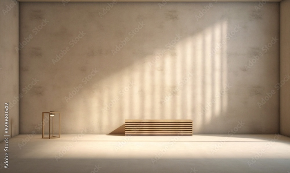 Fototapete Generative AI : Beautiful light minimalistic background for a presentation Glow of builtin warm lighting on a white wall