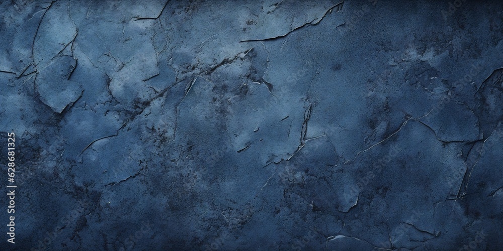 Aufkleber Generative AI : Background image of plaster texture in dark blue tones with light area and an even coating