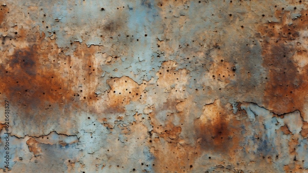 Poster generative ai : background rusty metal texture blue and black color with repeated circles grunge met