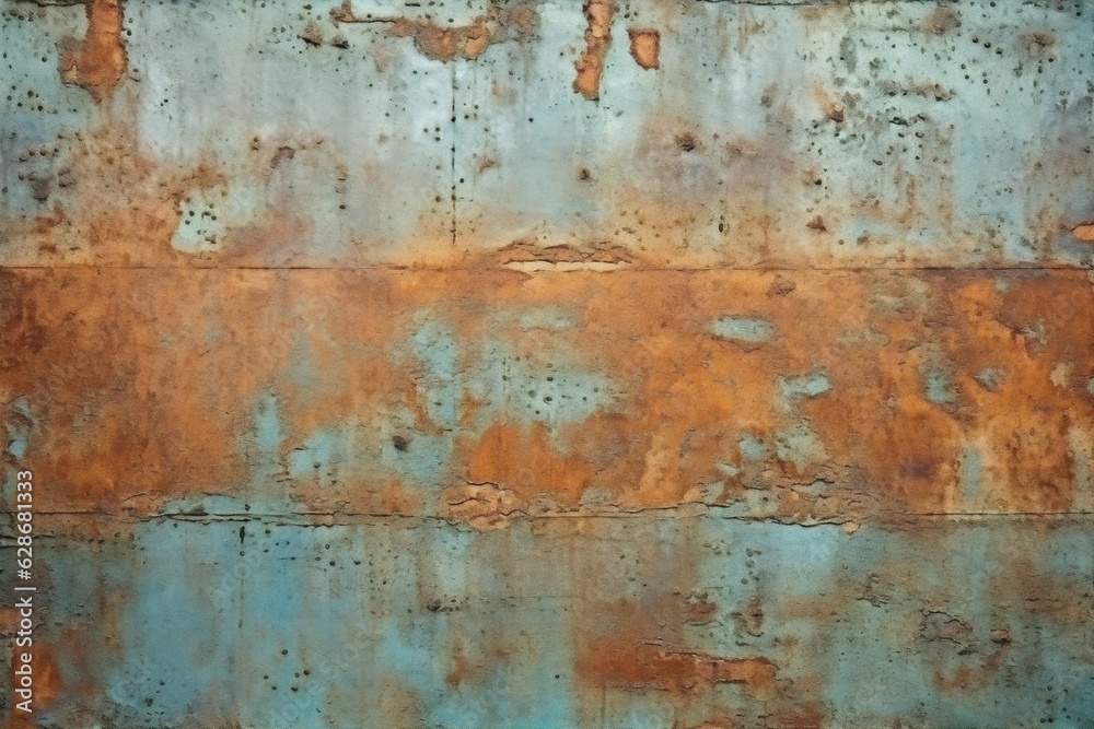 Poster generative ai : background rusty metal texture brown and blue color with repeating cells grunge meta