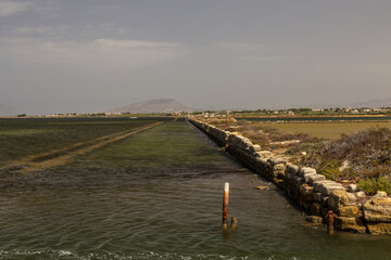 The beauty of salt pans canals in Sicily