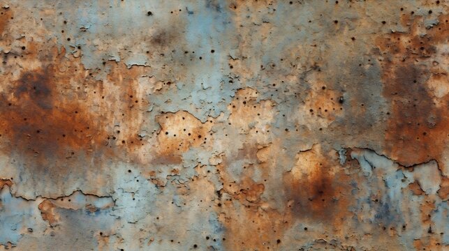 Generative AI : Background rusty metal texture blue and black color with repeated circles Grunge metal texture with rust and scratches Old beautiful vintage metal texture