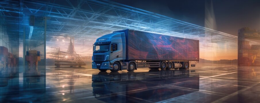 Photo depicting modern and dynamic road transport with motion blur.