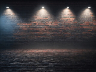 dark brick wall with bright lights