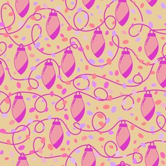 Festive illumination bulbs seamless pattern for Christmas and wrapping paper and fabrics and kids clothes print