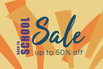 Abstract Sale for Back to School in Yellow, Orange Colors. Trendy Pattern in Retro Style for Covers, Ads, Branding, Poster, Banner. 3d Background for College, Education, Study.  