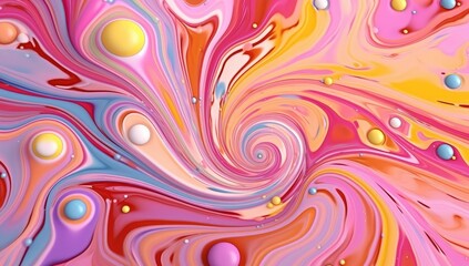 Obraz premium Colorful patterns and circles in marbling style that form the shape of the swirl.