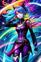Techno-Palette, A Futuristic Anime Girl Digital Art