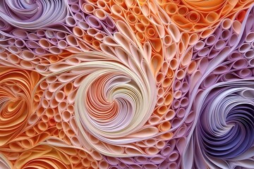 Colorful swirl pattern wallpaper in the style of light, purple and orange, realistic color palette.