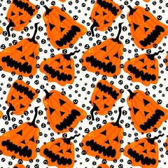 Halloween cartoon pumpkins seamless autumn harvest pattern for wrapping paper and fabrics and kids clothes