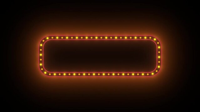 Marquee light board retro neon sign. Abstract banner or signboard. Modern frame background. Light board disco party title. Concept of jackpot winner or casino logo for text with empty copy space