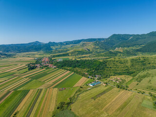 Naklejka premium Romania - Transylvania - Trascau fortress (in hungarian: Torockószentgyörgyi vár) apuseni mountains from drone view