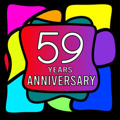 59 years anniversary, abstract colorful, hand made, for anniversary and anniversary celebration logo, vector design isolated on black background