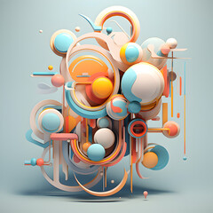 3D isometric blue geometrical abstract  bubble illustration 