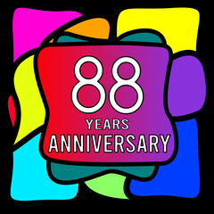 88 years anniversary, abstract colorful, hand made, for anniversary and anniversary celebration logo, vector design isolated on black background