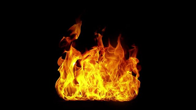 Super Slow Motion Shot of Real Fire Isolated on Black Background at 1000fps.