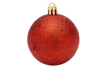 Red christmas ball isolated on transparent background
