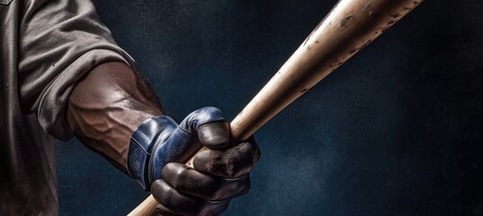 Photograph of an athlete holding a baseball bat on a pale background.