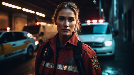 Guardians of the Urban Grid: Firefighter Portrait, Generative AI