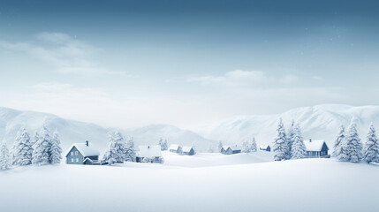 Nature's White Blanket: Serene Snow-Covered Trees and Hills with Light-dappled Canopy