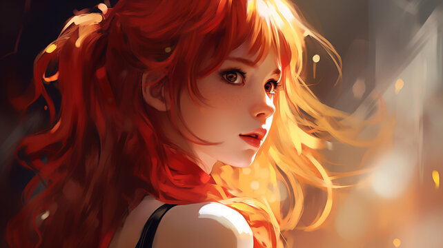 Anime beautiful cartoon girl illustration, tv show or movie inspiration