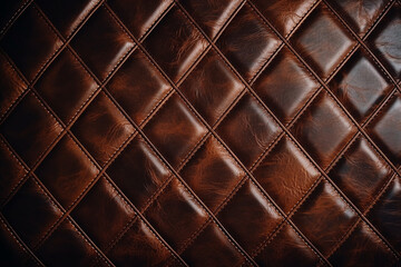 Naklejka premium Textured leather of rhombs brown color. Generative AI