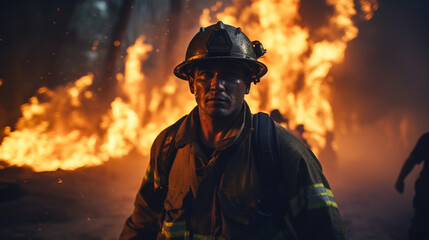 Naklejka premium Blaze Busters: Firefighters in Action, Generative AI