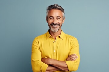 Beautiful man against blue background
