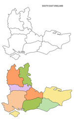South East England Administrative Map Set - blank outline map