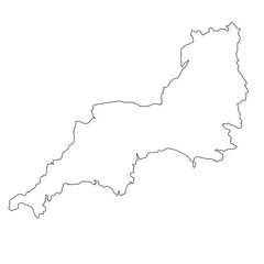 outline map of South West England is a region of England, with borders.