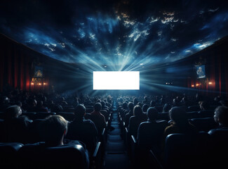 Big cinema with empty screen mockup