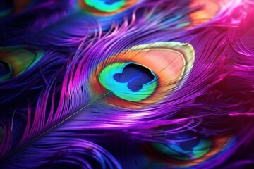 Colorful peacock feathers vivid background