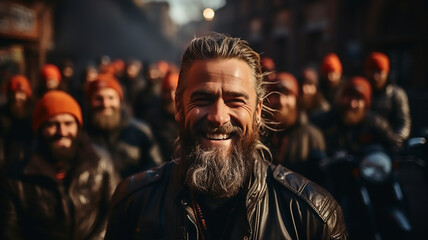 Fototapeta premium motorcycle rider biker, portrait mature man
