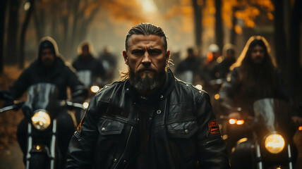 Fototapeta premium motorcycle rider biker, portrait mature man