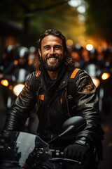 motorcycle rider biker, portrait mature man