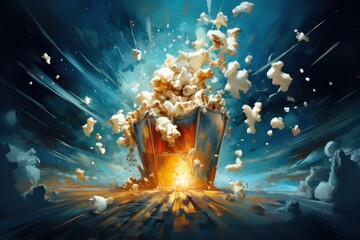 Vivid movie background with pop corn