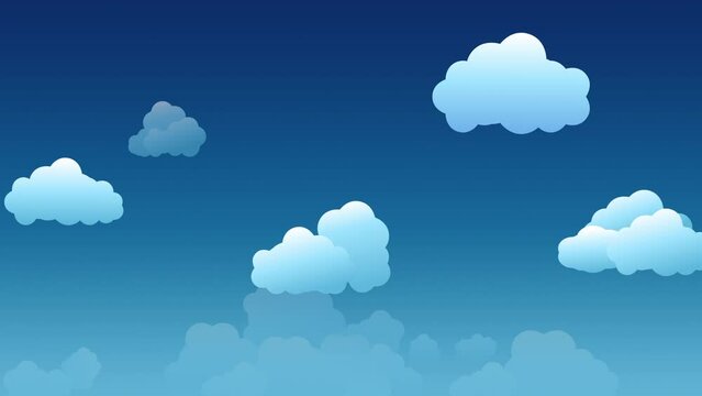 Seamless loop of cartoon style clouds background