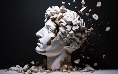 Broken ancient Greek statue, Generative AI illustrations