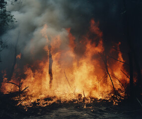 Obraz premium Into the Firestorm: Witnessing a Massive Inferno, generative ai