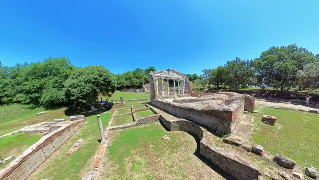 Apollonia archaeological site with remains of ancient streets, temples, agora marketplace, and various other buildings showcase the urban planning and architectural prowess of the ancient city.