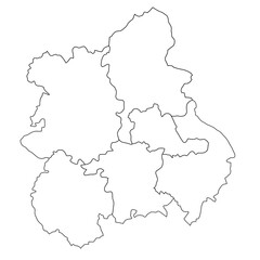 West Midlands England ceremonial counties blank map. High detailed illustration map with counties, regions, states -  West Midlands England map .  outline map of  West Midlands province