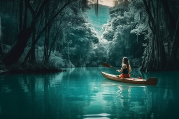 Fototapeta premium person in canoe