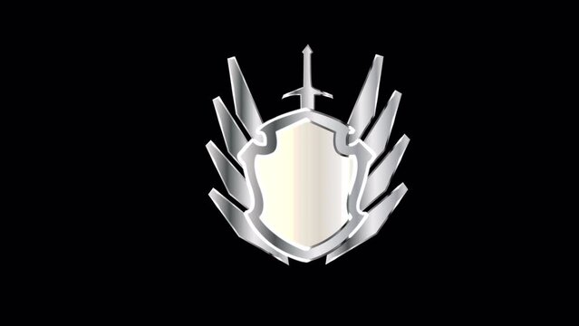 silver animated emblem logo for clan army igor, or video, swords, shield, medieval gods heroes